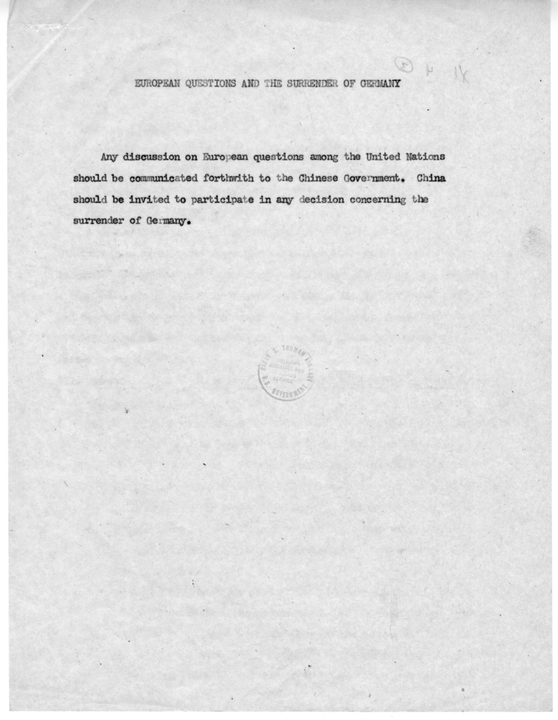 Memorandum, Establishment of a Four-Power Council or a Council of the United Nations
