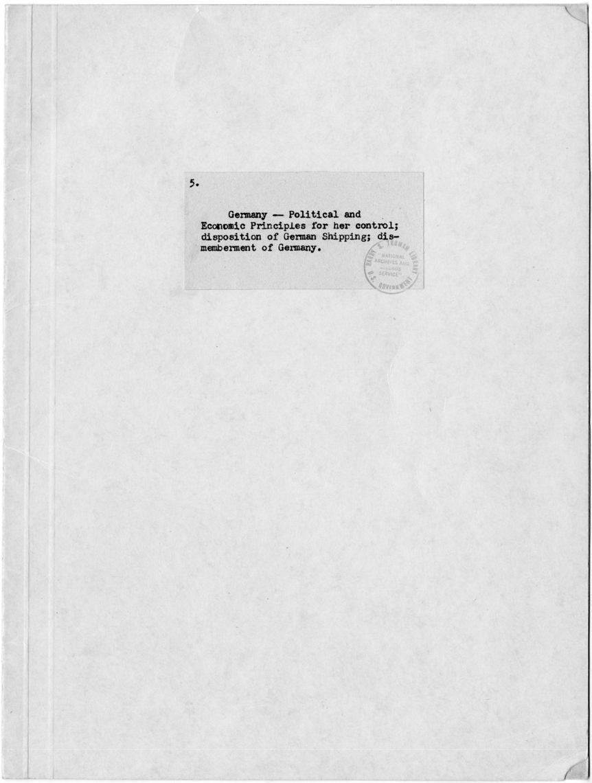 File Unit List - Miscellaneous Papers: Germany