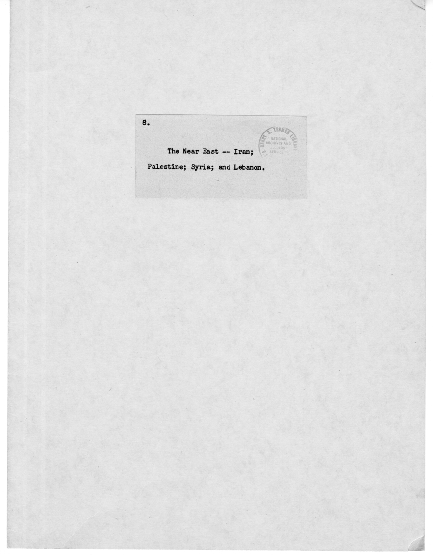 File Unit List - Miscellaneous Papers: The Near East
