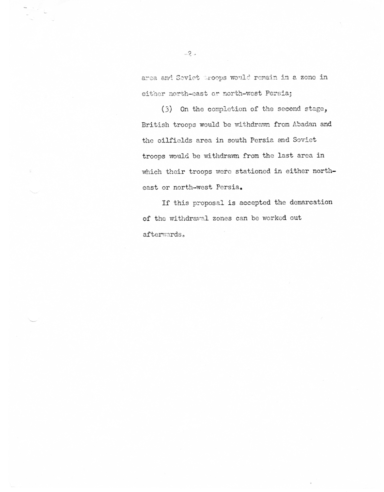 Draft Paper for Circulation to the Conference Regarding Troop Withdrawals in Persia