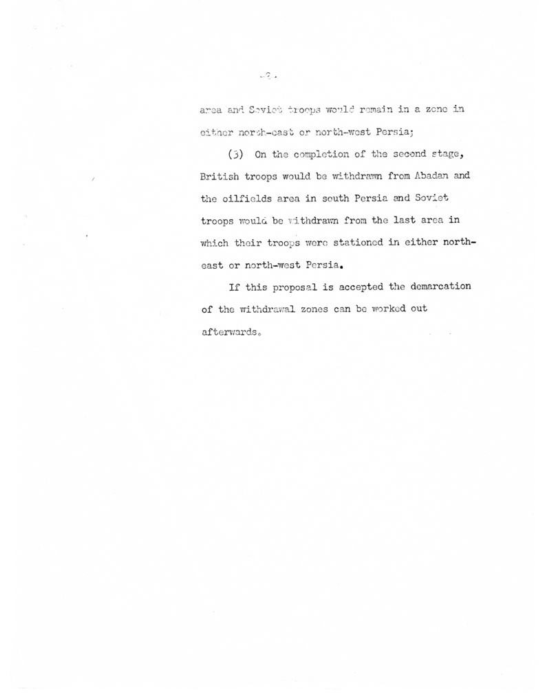 Draft Paper for Circulation to the Conference Regarding Troop Withdrawals in Persia