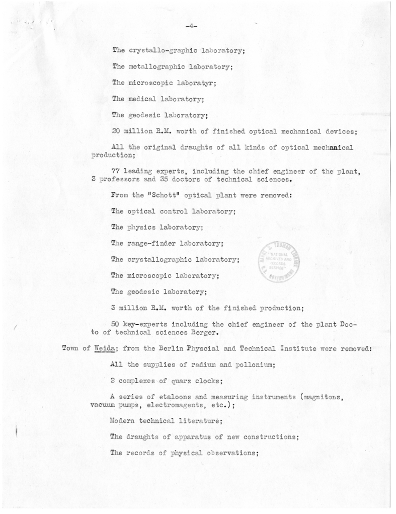 Memorandum from Committee I to Edwin Pauley, Report of Marshal Zhukov on Removals by Allies from Russian Zone