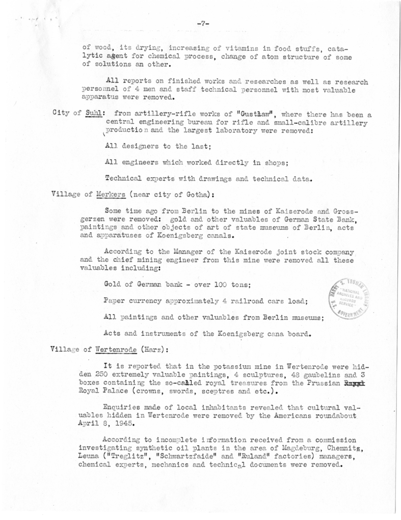 Memorandum from Committee I to Edwin Pauley, Report of Marshal Zhukov on Removals by Allies from Russian Zone