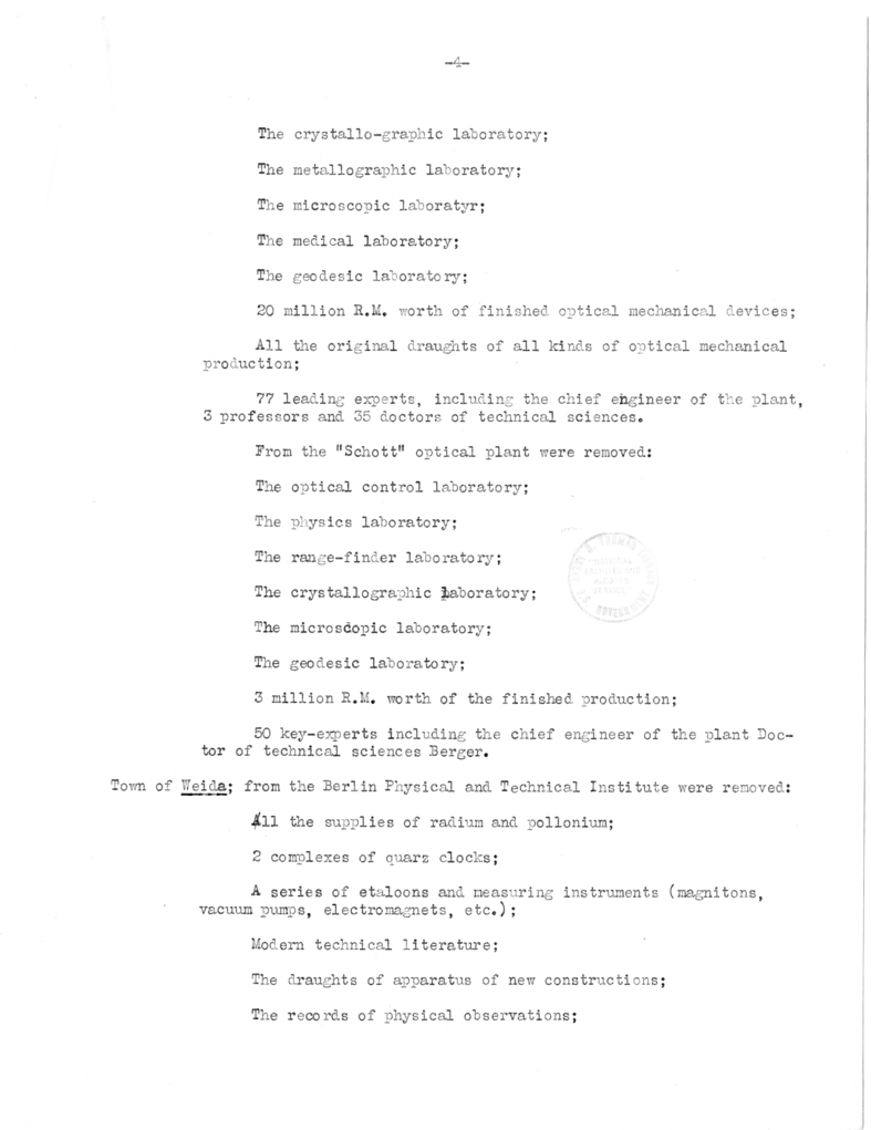 Marshal Zhukov's Report on Removal by the Allies of Equipment and Other Property from the Factories in the Soviet Zone of Occupation