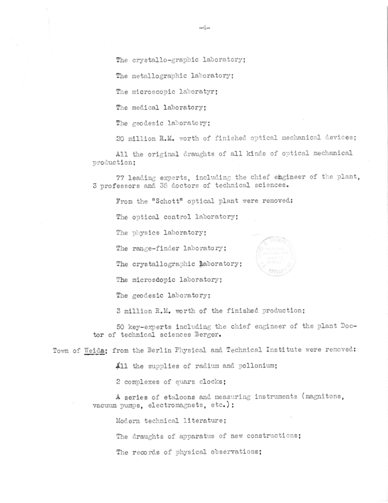 Marshal Zhukov's Report on Removal by the Allies of Equipment and Other Property from the Factories in the Soviet Zone of Occupation