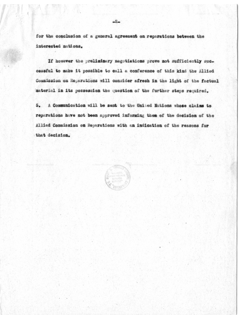 Memorandum, Annex I: German Reparations