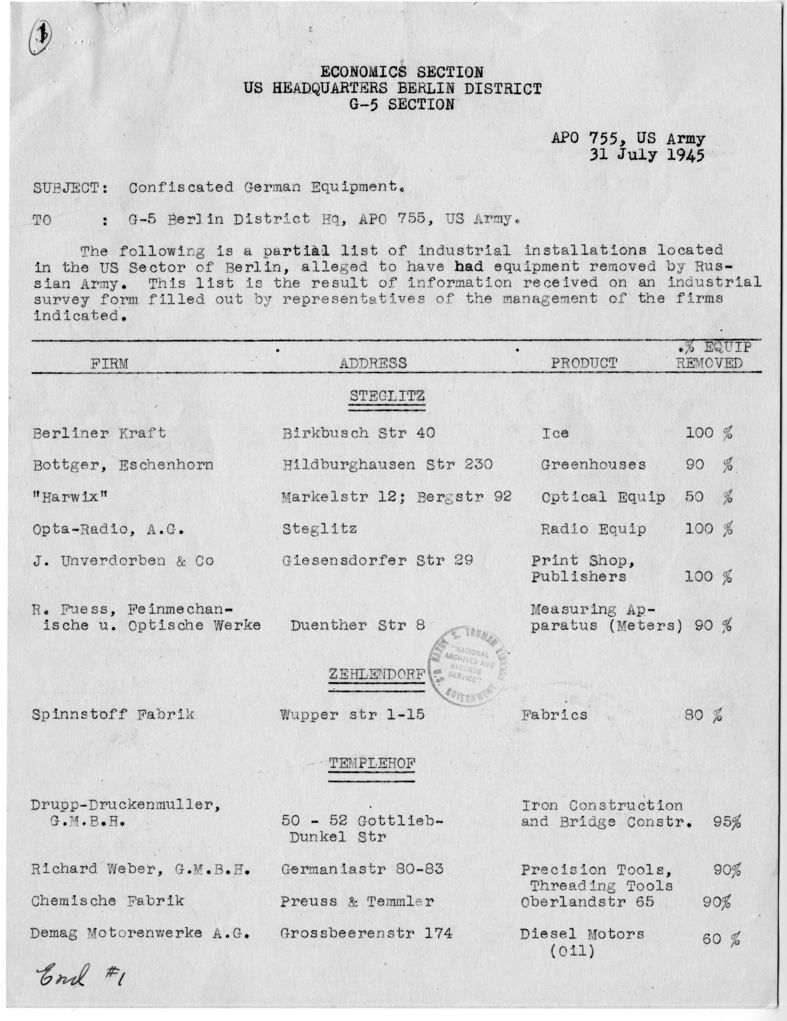 Memorandum from Lieutenant General Lucius D. Clay to Ambassador Robert D. Murphy