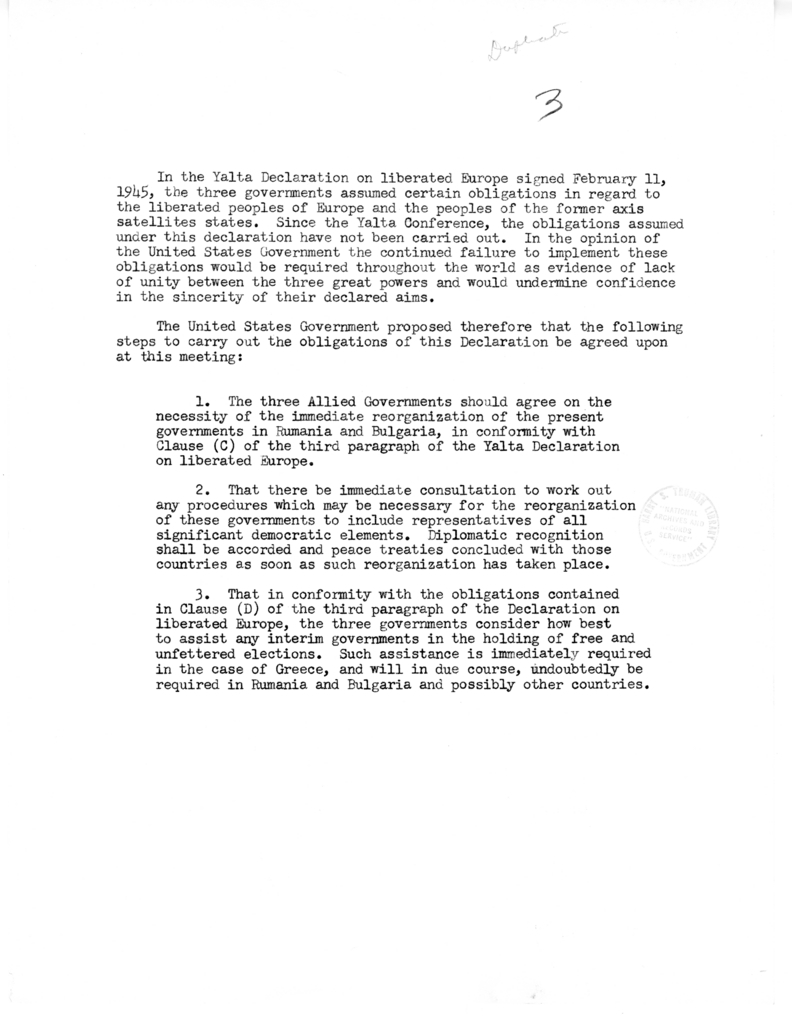 Memorandum, Obligations of the Yalta Declaration