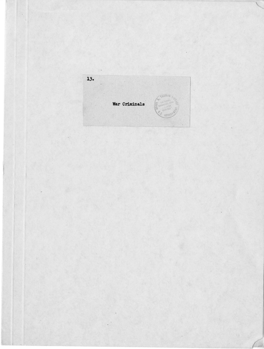 File Unit List - Miscellaneous Papers: War Criminals