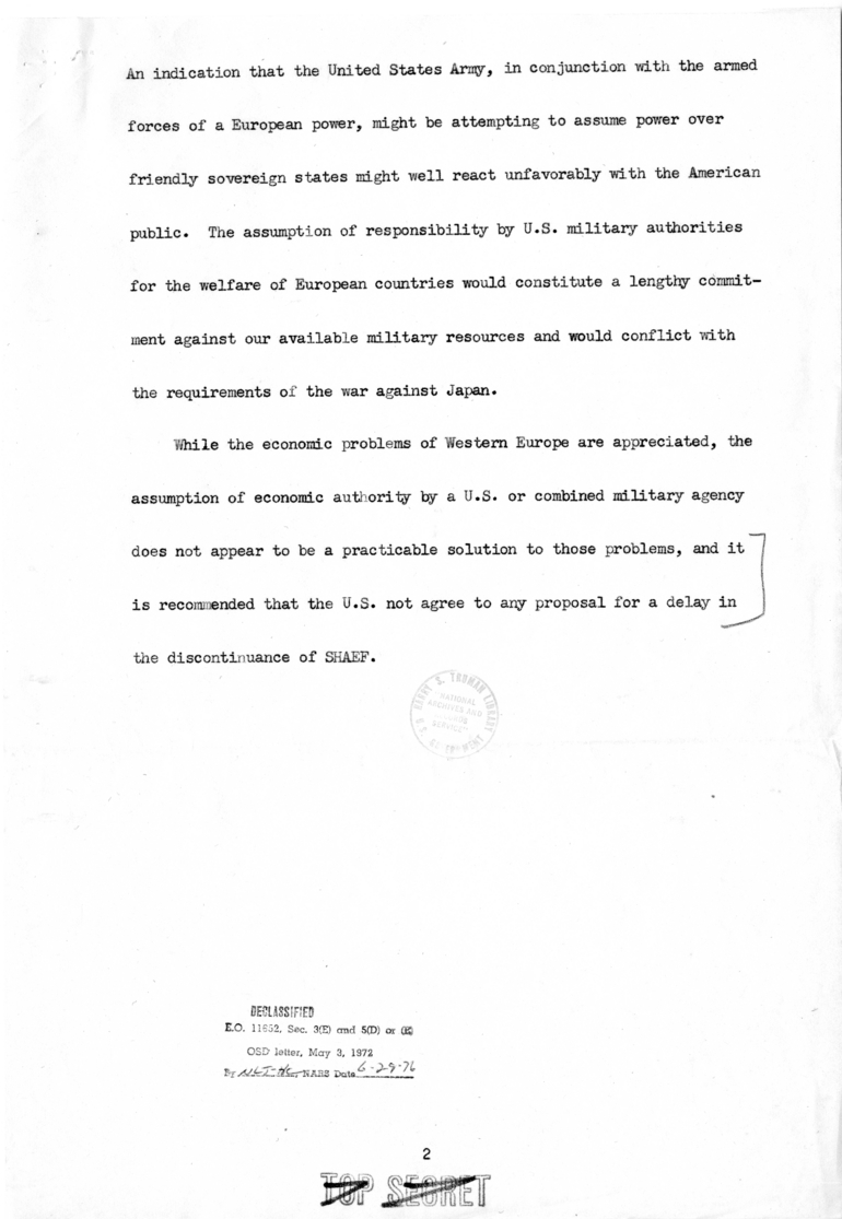 Memorandum from Gen. George C. Marshall Fleet Admiral William D. Leahy