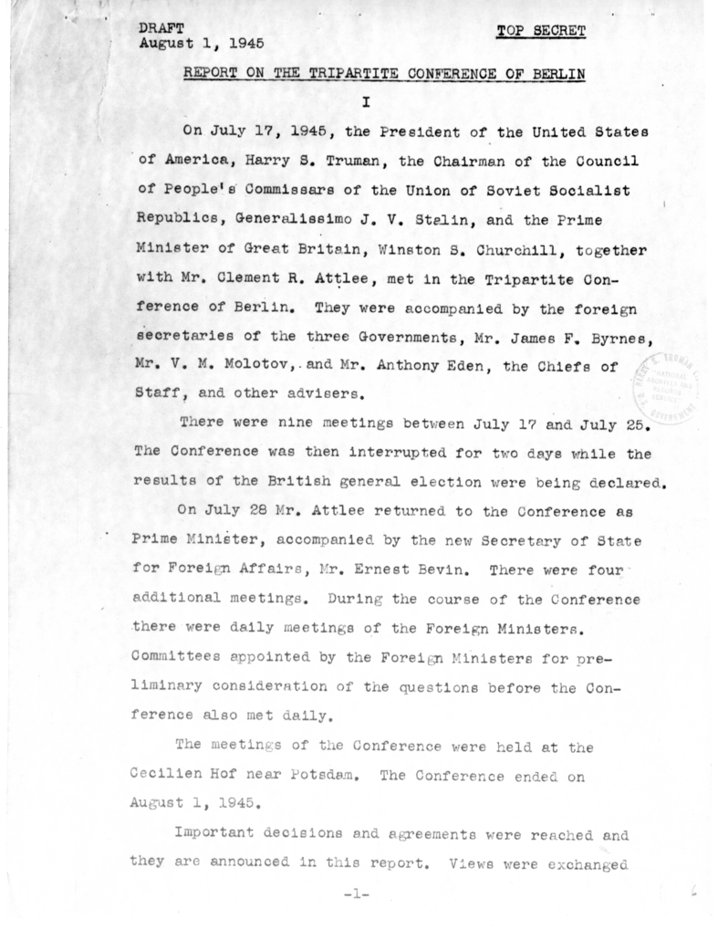 Revised Draft Communique of the Potsdam Conference