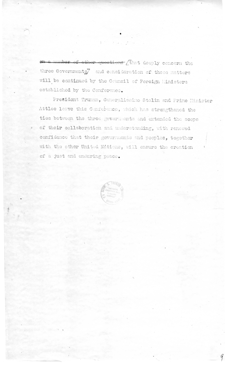 Revised Draft Communique of the Potsdam Conference
