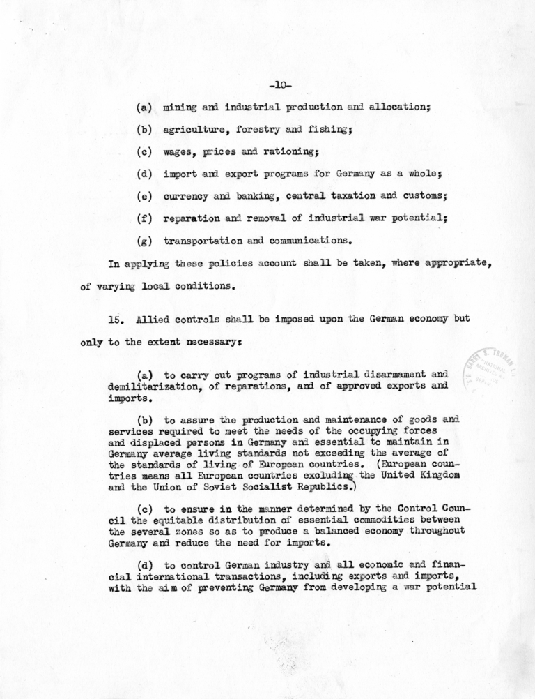 Report on the Tripartite Conference of Berlin - Final Typewritten Copy