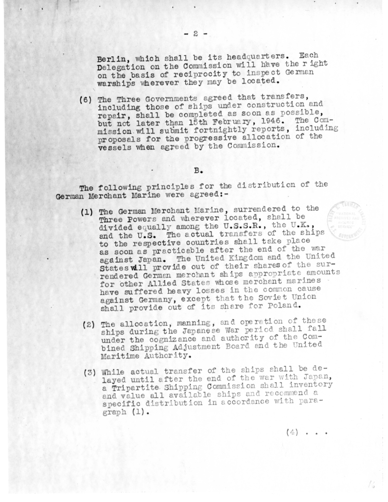 Protocol of the Proceedings of the Berlin Conference - President's Draft