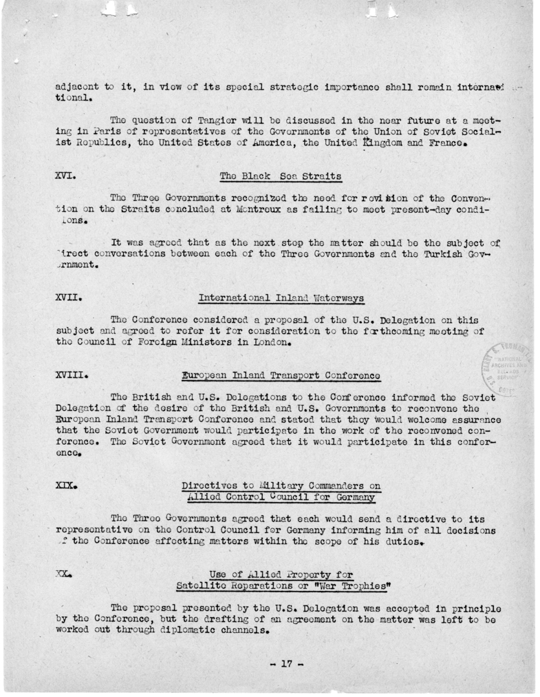 Protocol of the Proceedings of the Berlin Conference - Copies for Presidential Party, Copy #1