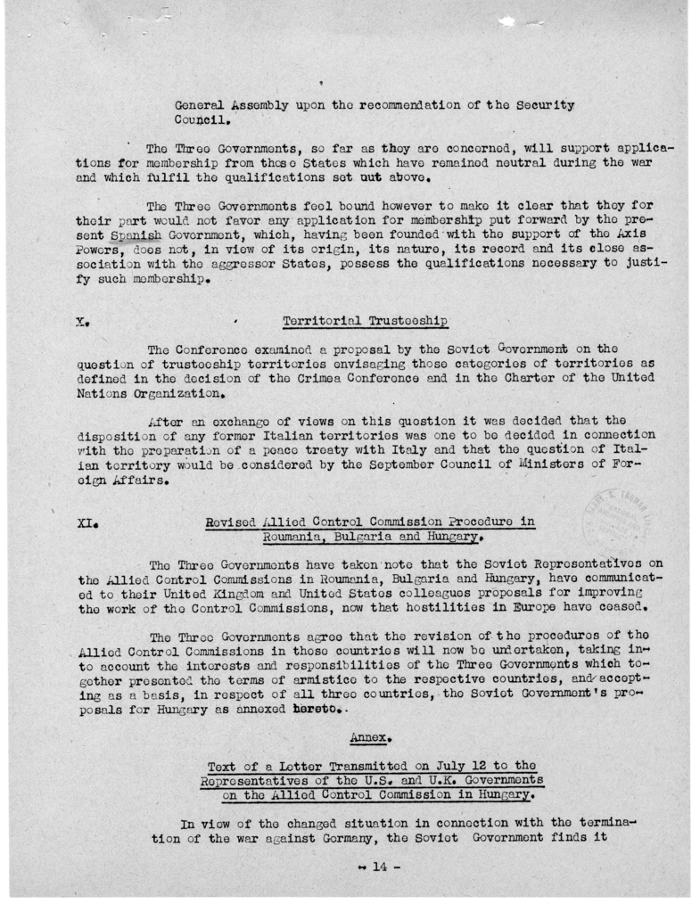 Protocol of the Proceedings of the Berlin Conference - Copies for Presidential Party, Copy #2