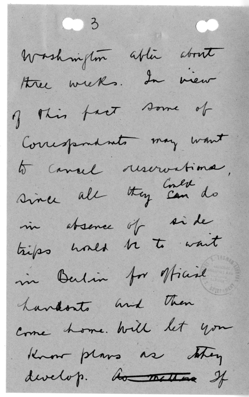 Handwritten Note from Charles Ross to Eben Ayers