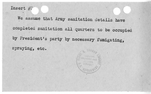 Draft of Message from General Harry Vaughan, Captain James Vardaman, and George Drescher to James Rowley