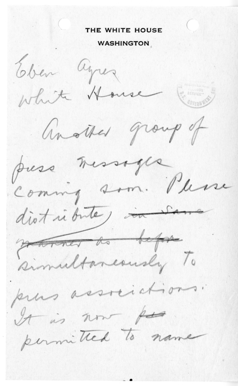 Handwritten Note from Charles Ross to Eben Ayers