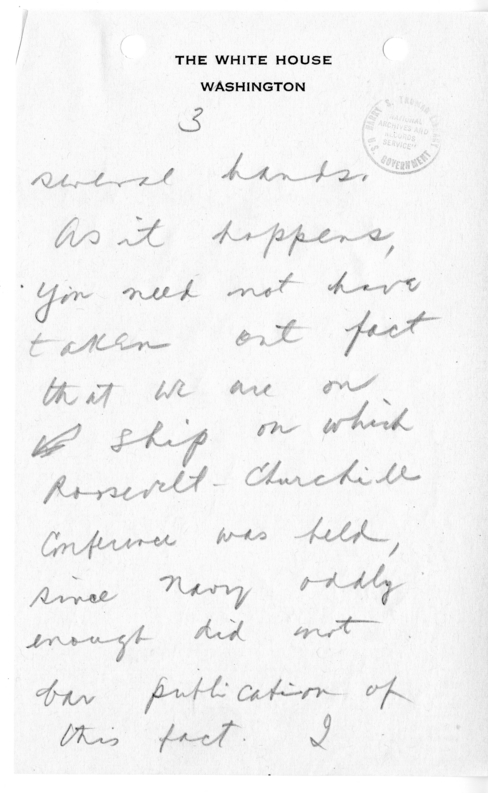 Handwritten Note from Charles Ross to Eben Ayers
