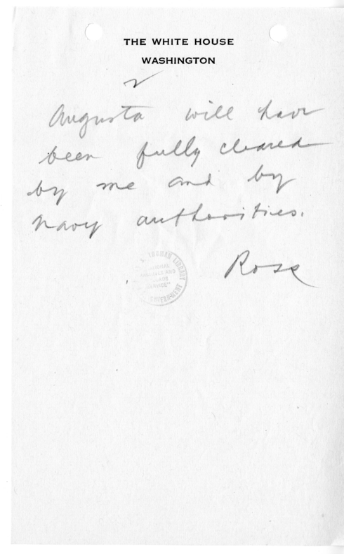 Handwritten Note from Charles Ross to Eben Ayers