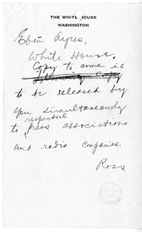 Telegram from Charles Ross to Eben Ayers