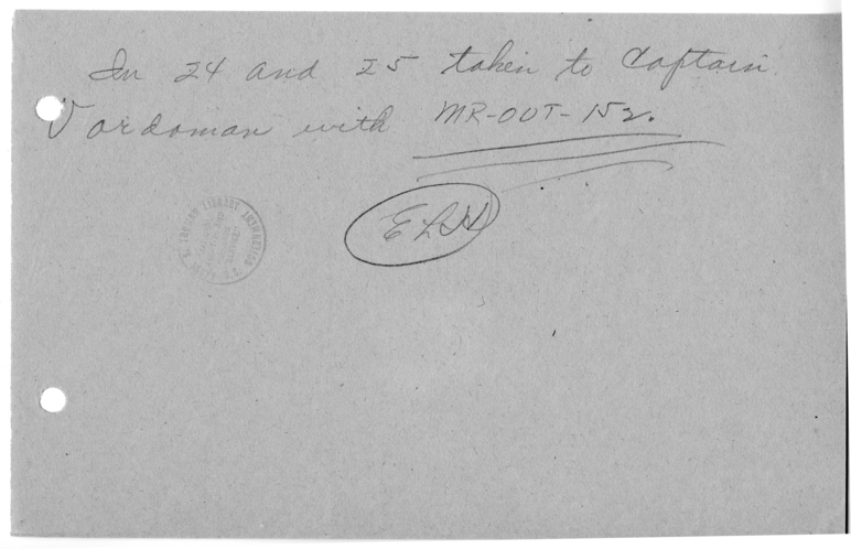 Handwritten Note to Captain James K. Vardaman