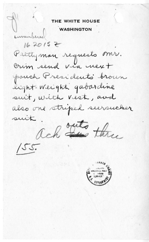 Handwritten Note from Arthur Prettyman to Howell Crim