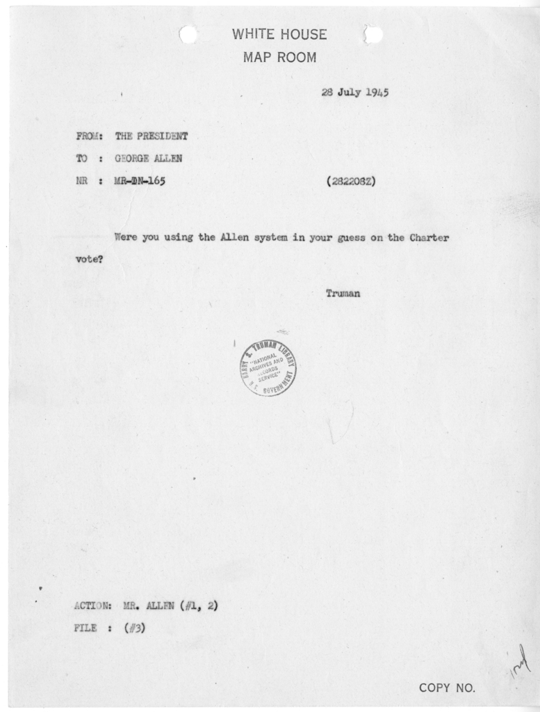 Memorandum from President Harry S. Truman to George Allen [MR-IN-165]