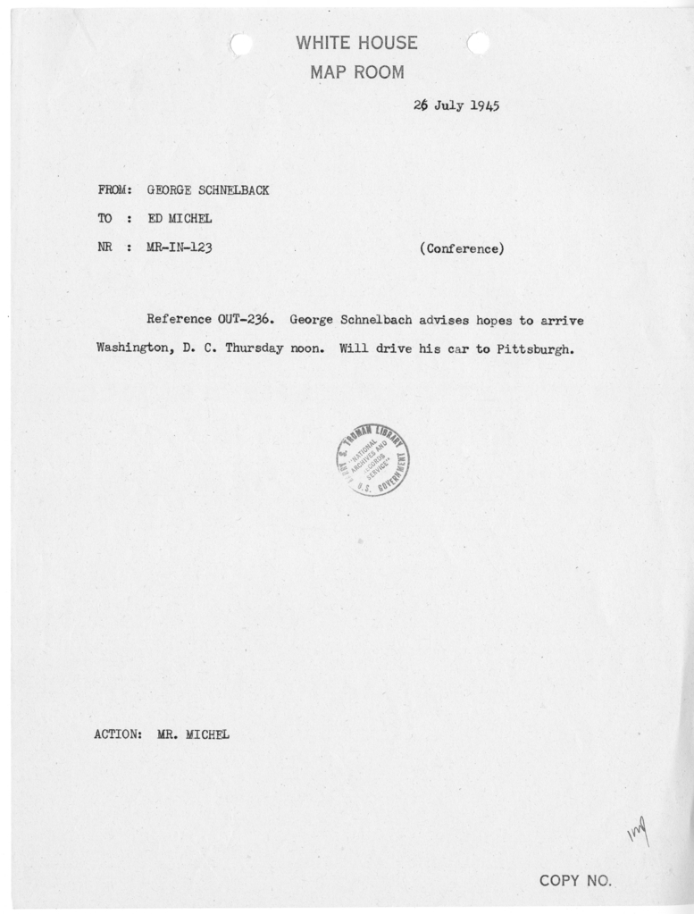 Memorandum from George Schnelback to Ed Michel [MR-IN-123]