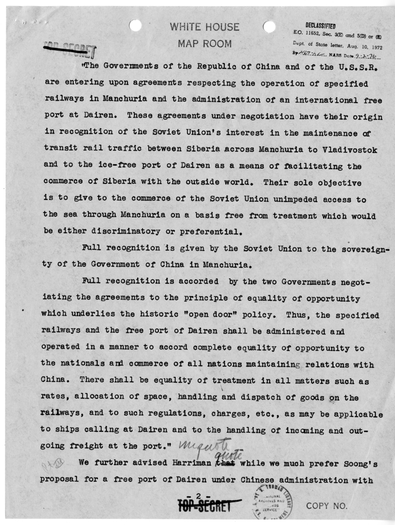 Telegram from Secretary of State James Byrnes to Ambassador John Winant [NR 218]