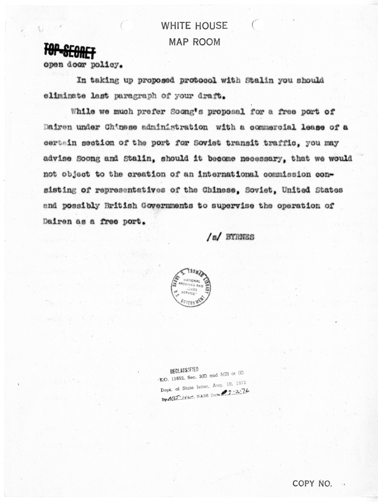 Memorandum from Secretary of State James F. Byrnes to Ambassador W. Averell Harriman [NR 316]