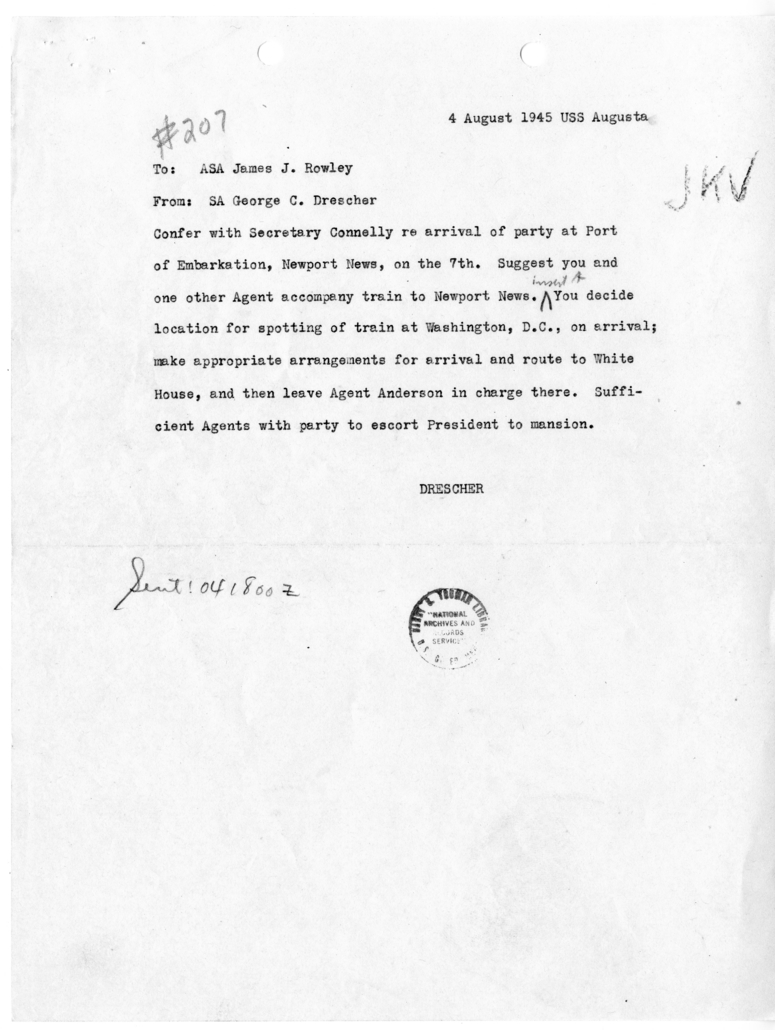 Memorandum from James J. Rowley to George C. Drescher [207]