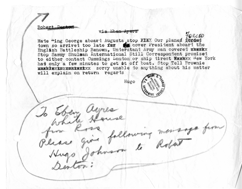 Telegram from Charles G. Ross to Eben Ayer