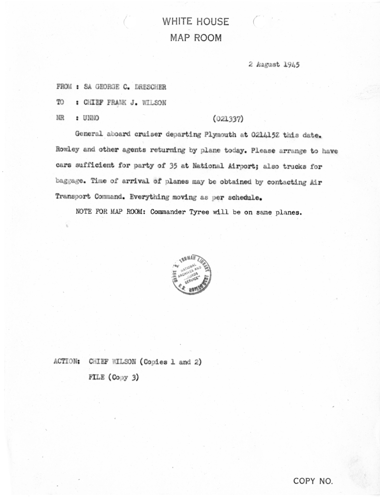 Memorandum from George C. Drescher to Chief Frank J. Wilson