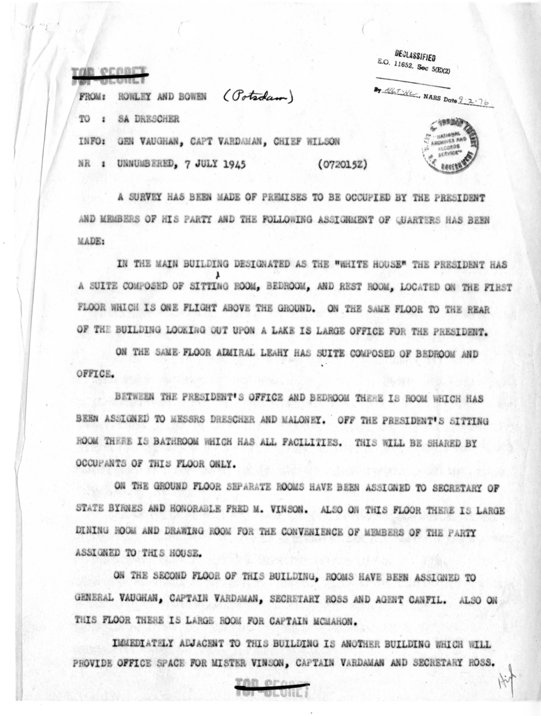 Memorandum from James J. Rowley and Colonel Bowen to George C. Drescher