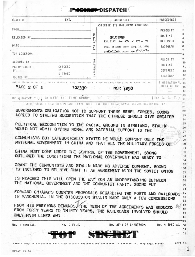 Memorandum from Averell Harriman to President Harry S. Truman and Secretary of State James Byrnes [MR-OUT-90]