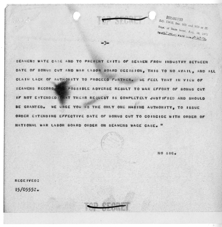 Memorandum from Judge Samuel Rosenman to President Harry S. Truman [MR-OUT-144]