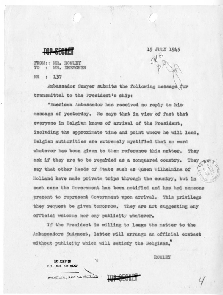 Telegram from James Rowley to George C. Drescher [NR 137]