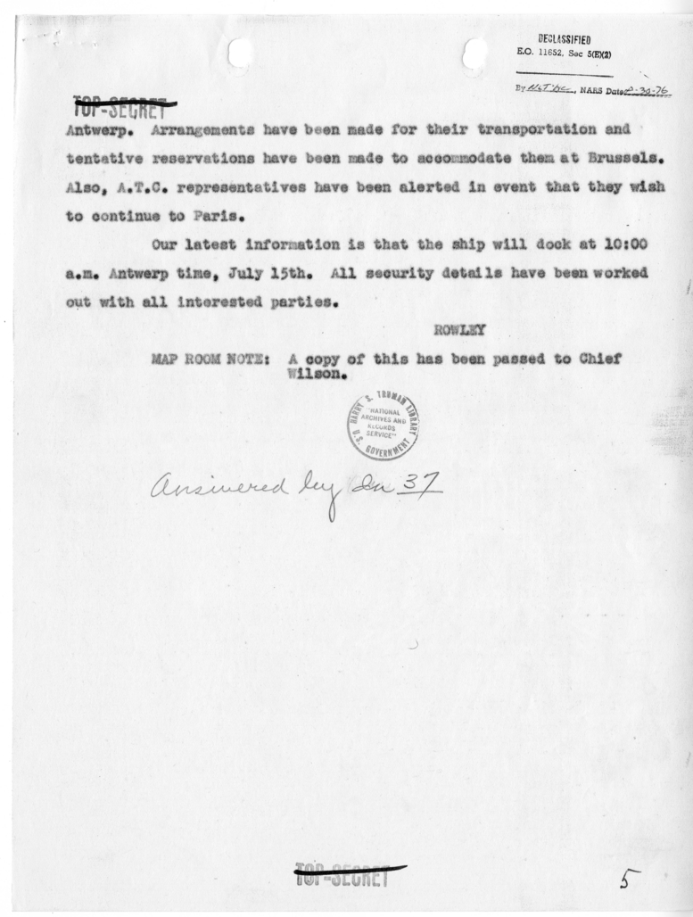 Telegram from James J. Rowley to George C. Drescher [NR 101]