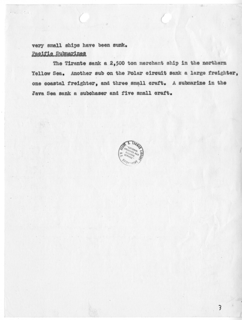 Telegram from the Map Room to Captain James K. Vardaman [NR 66]