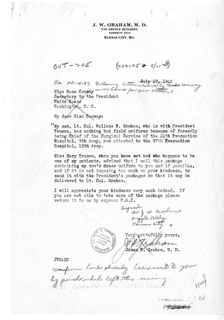 Letter from James W. Graham to Rose Conway