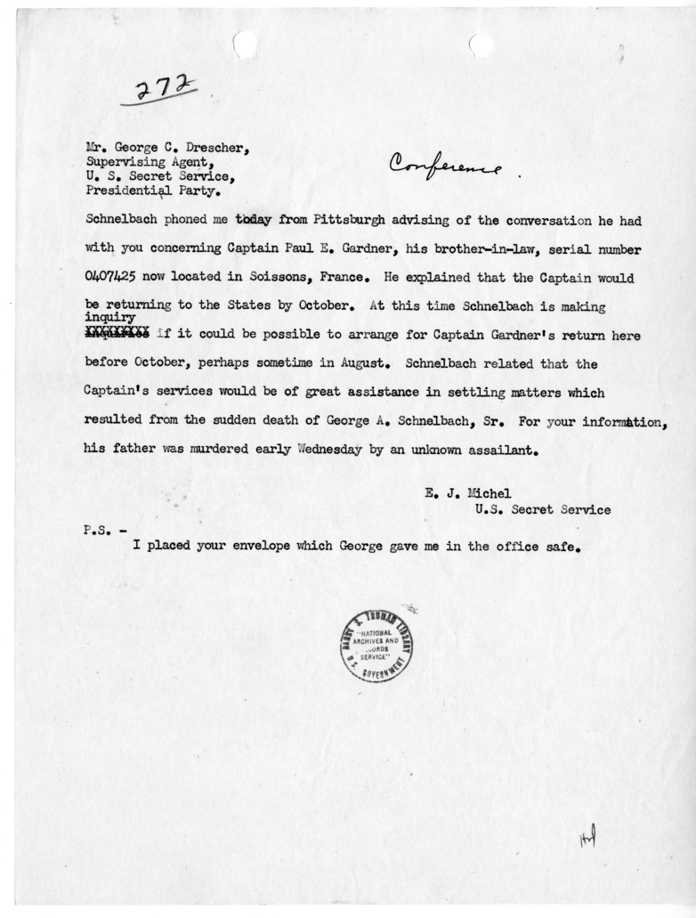 Letter from E. J. Michel to George C. Drescher