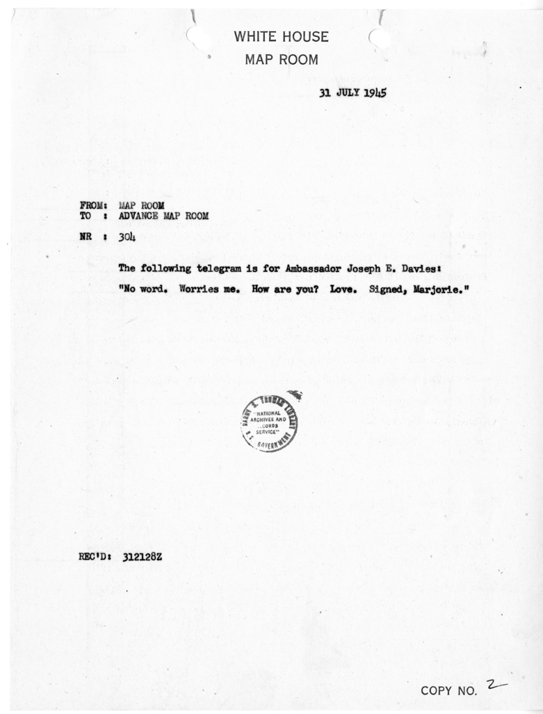 Cable from the Map Room to the Advance Map Room [NR 304]