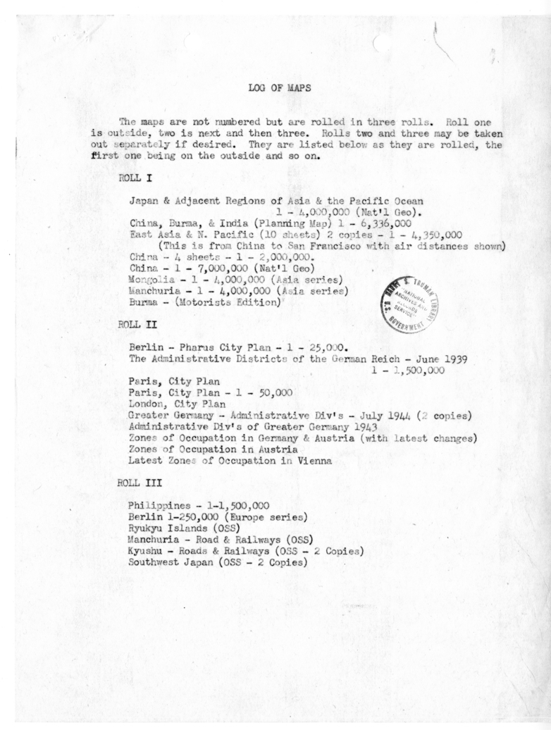 Files and Materials Inventory Being Taken to the Potsdam Conference
