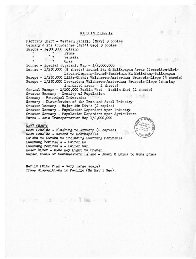 Files and Materials Inventory Being Taken to the Potsdam Conference