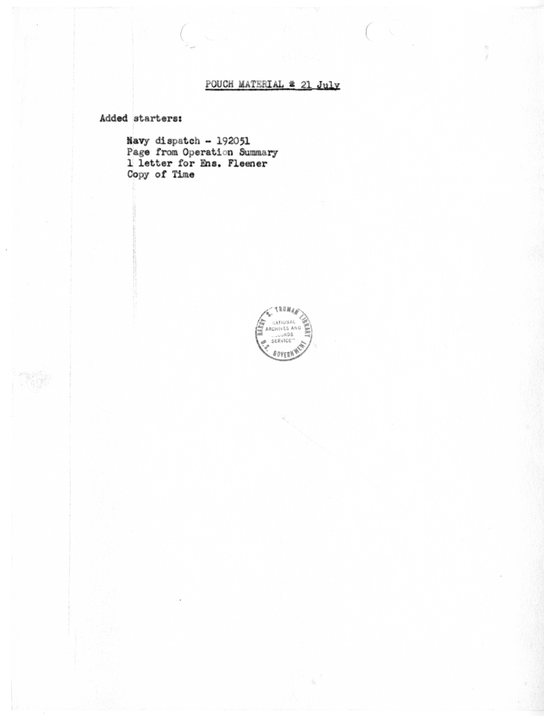 List of Contents of Diplomatic Pouch