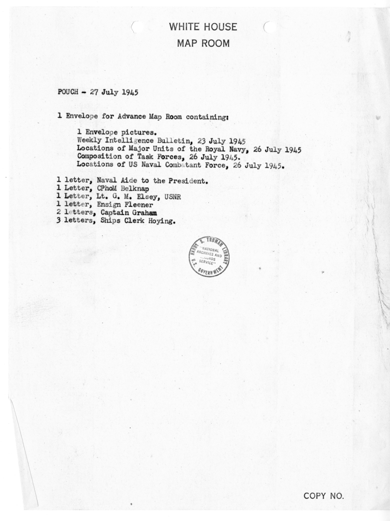 List of Contents of Diplomatic Pouch