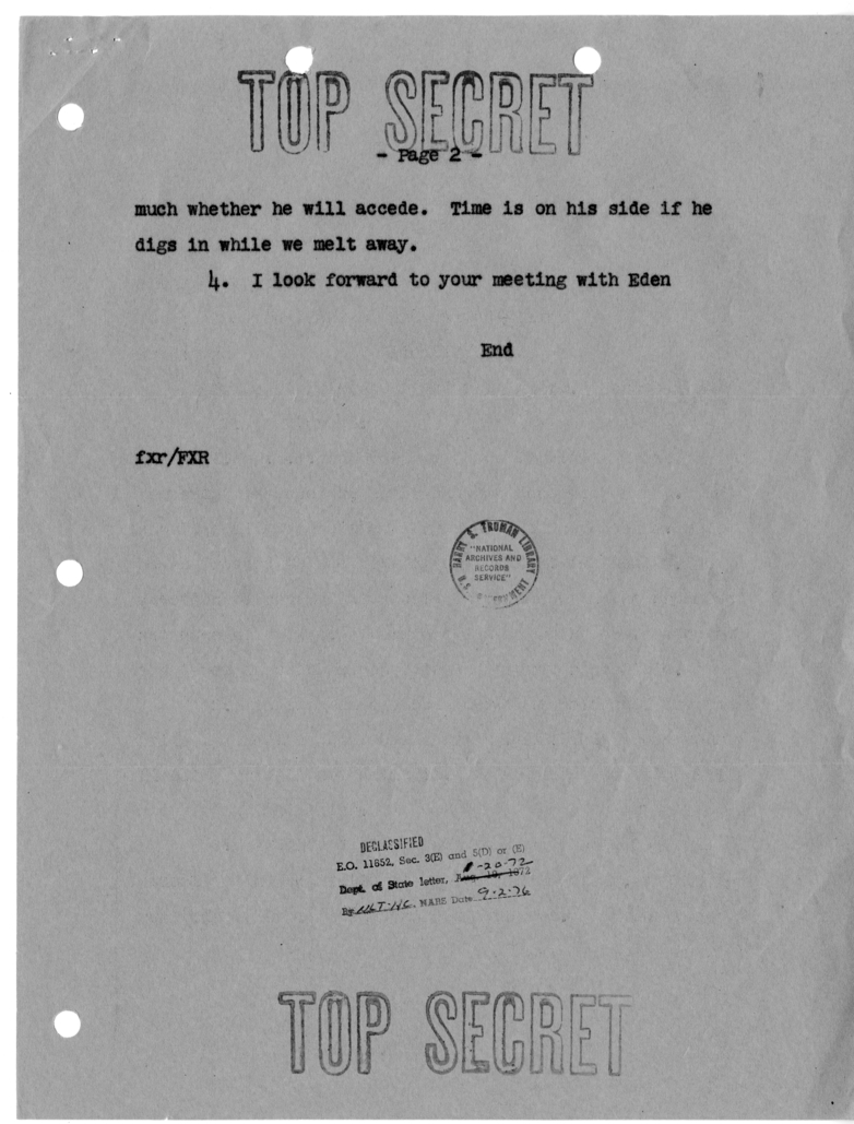 Cable from Prime Minister Winston Churchill to President Harry S. Truman [NR 46]