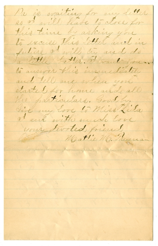 Letter from Mary Martha Truman to Nancy Bentley